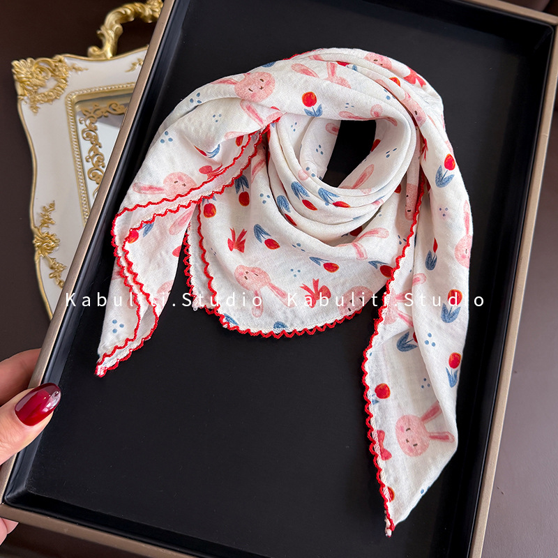 Cotton Linen Square Scarf  58  - Ascot Neck Scarf review and price