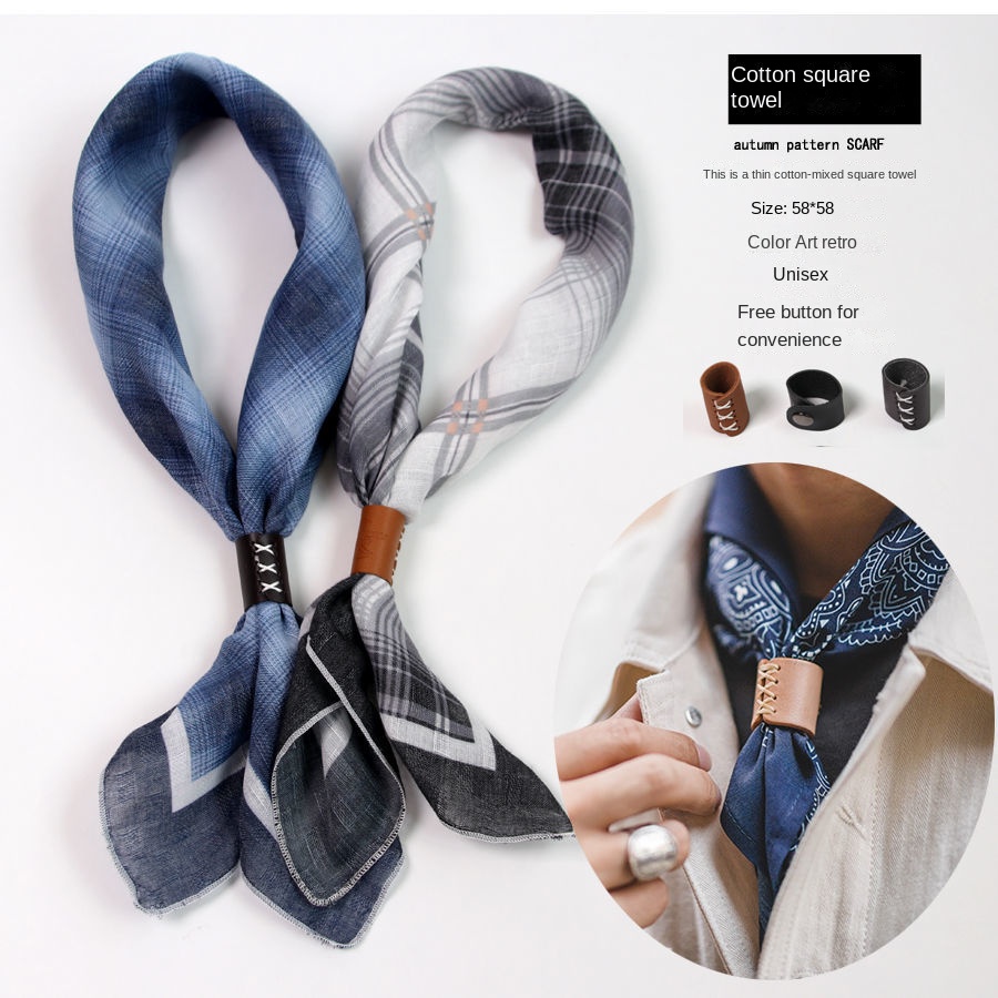 Men's Square Scarf with Button - Bandana Cotton review and price