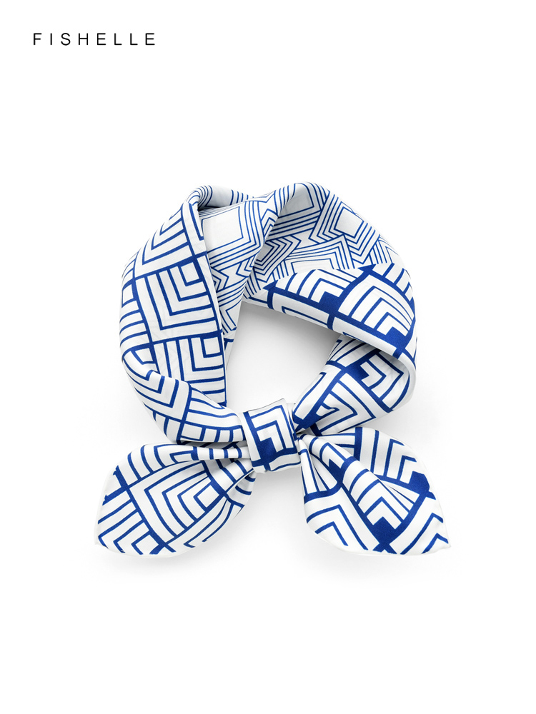 Geometric printed real silk tw - Ascot Neck Scarf review and price