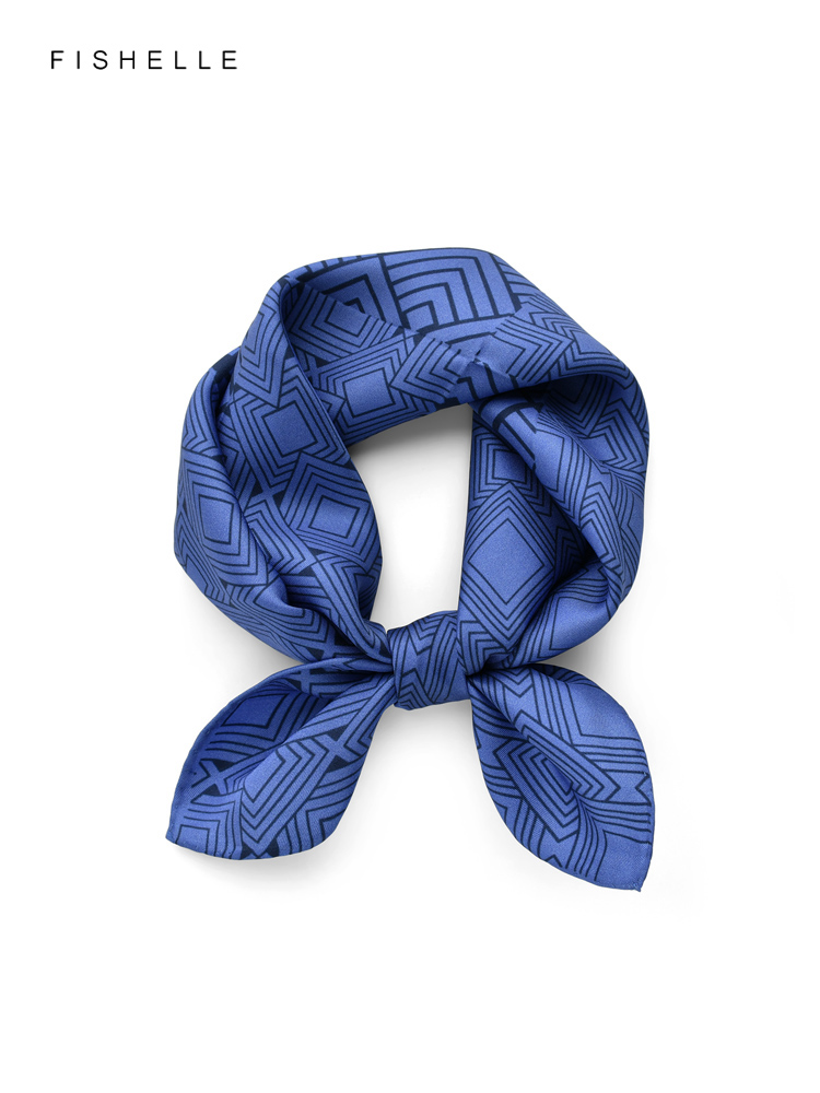 Geometric printed real silk tw - Ascot Neck Scarf review and price