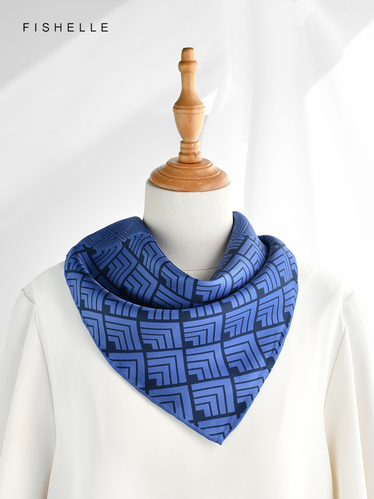 Geometric printed real silk tw - Ascot Neck Scarf review and price