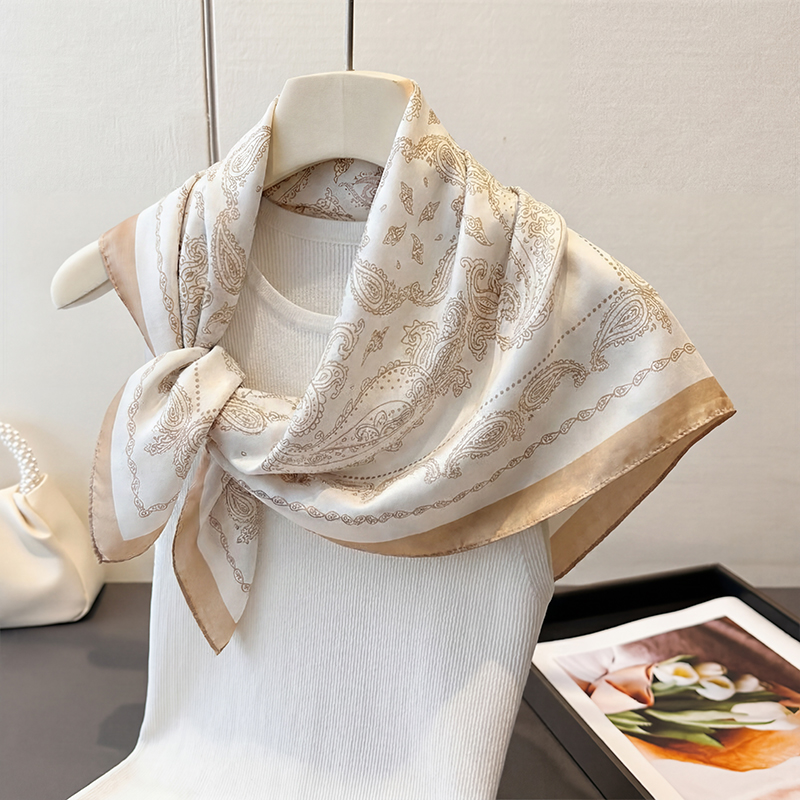 Vintage Beige Paisley Print Sq - Ascot Neck Scarf review and price